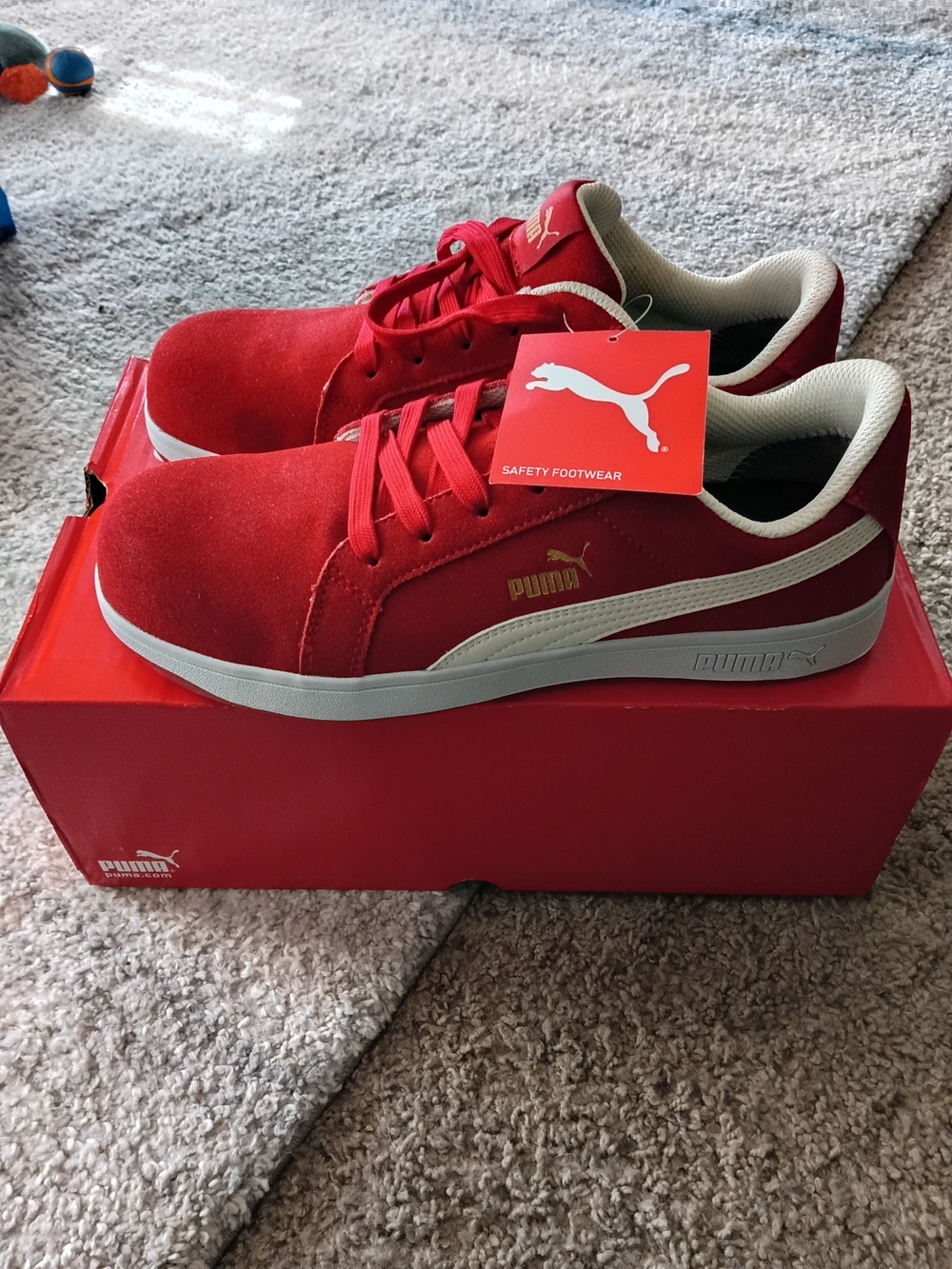 Puma Men’s Red Low-Top Suede Safety Sneakers